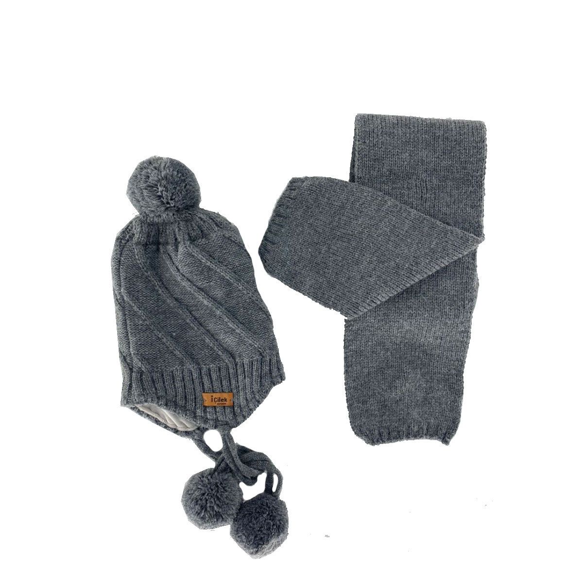 ست کلاه و شال گردن بافتنی پسرانه آی چیلک مدل IC022 -  - 2