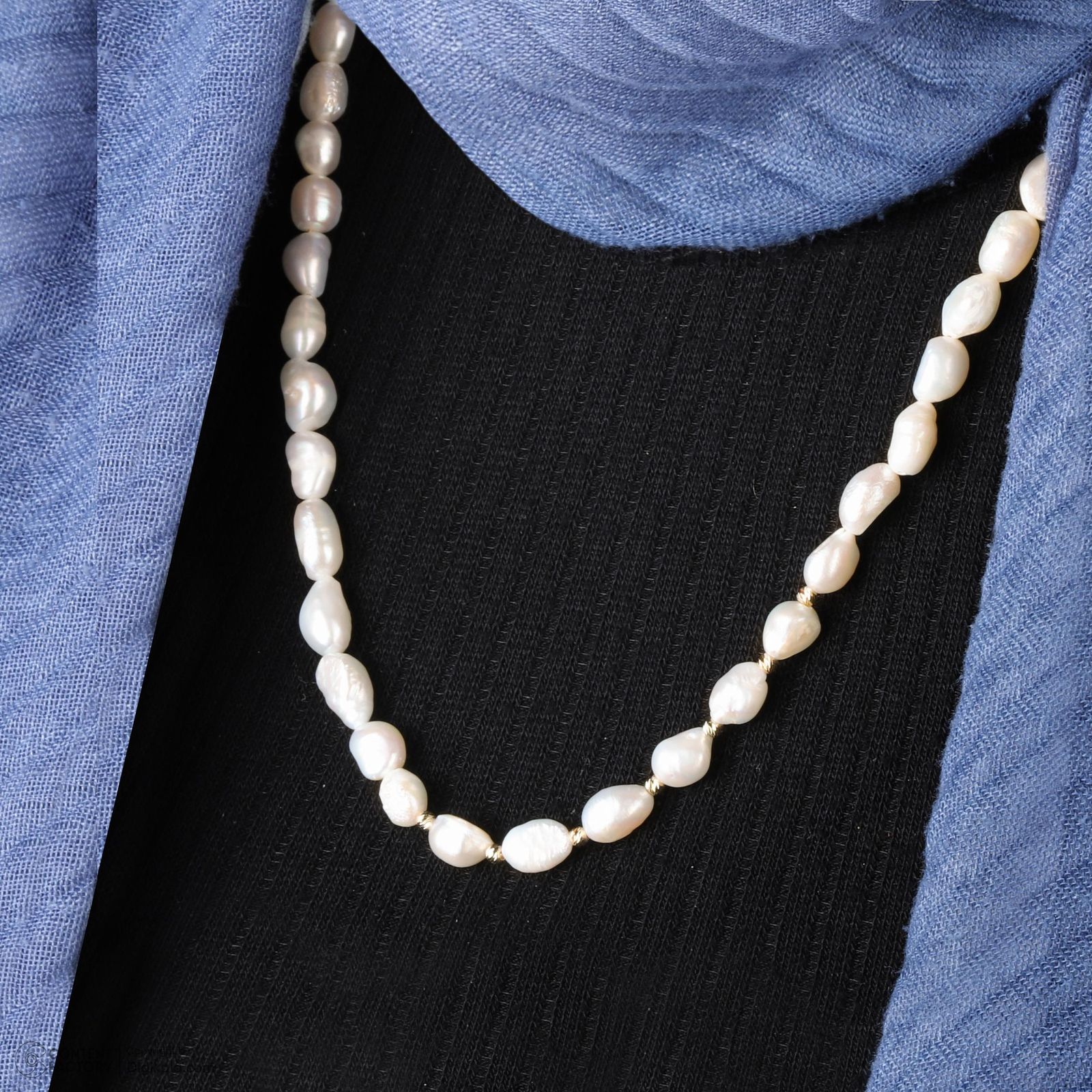 گردنبند طلا 18 عیار زنانه با زنجیر مروارید وی گالری مدل گوی البرنادو و باروک کد NC4119 -  - 4