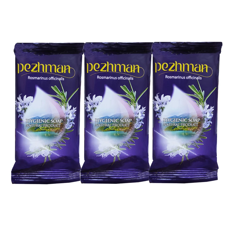  صابون شستشو پژمان مدل Rosmarinus officinalis وزن 75 گرم بسته 3 عددی