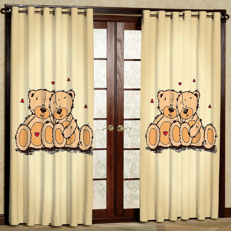 پرده مدل مخمل پانچی طرح بچه خرس کد 02a سایز 200x140 سانتی متر