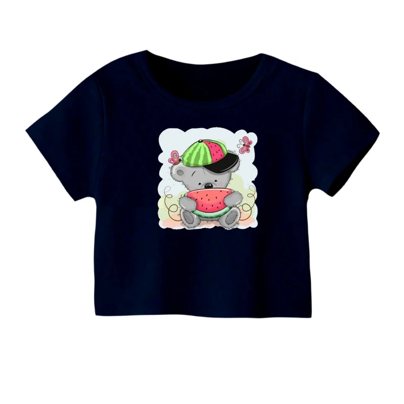 کراپ‌ تی‌شرت آستین کوتاه زنانه مدل کوالا و هندوانه یلدایی