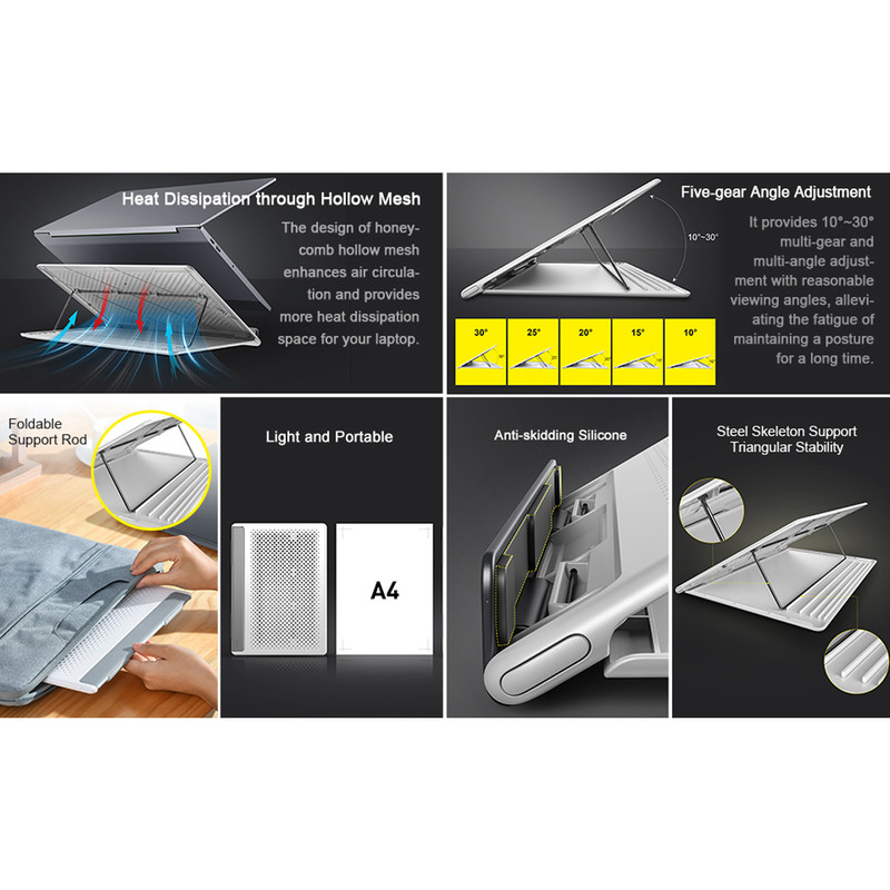پایه نگهدارنده لپ تاپ باسئوس مدل Mesh Portable SUDD 1