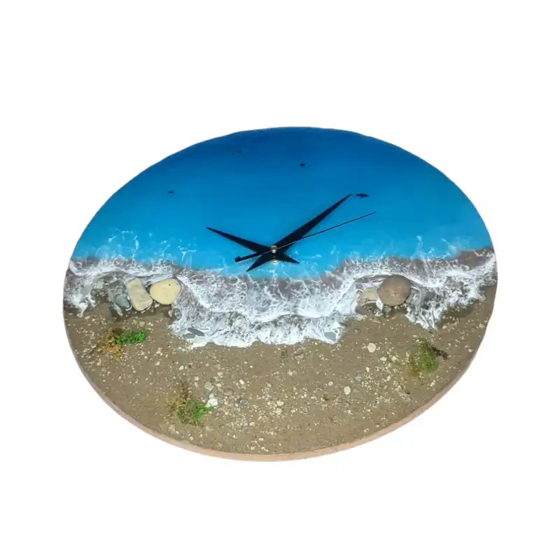 ساعت دیواری رزینی طرح دریا و ساحل