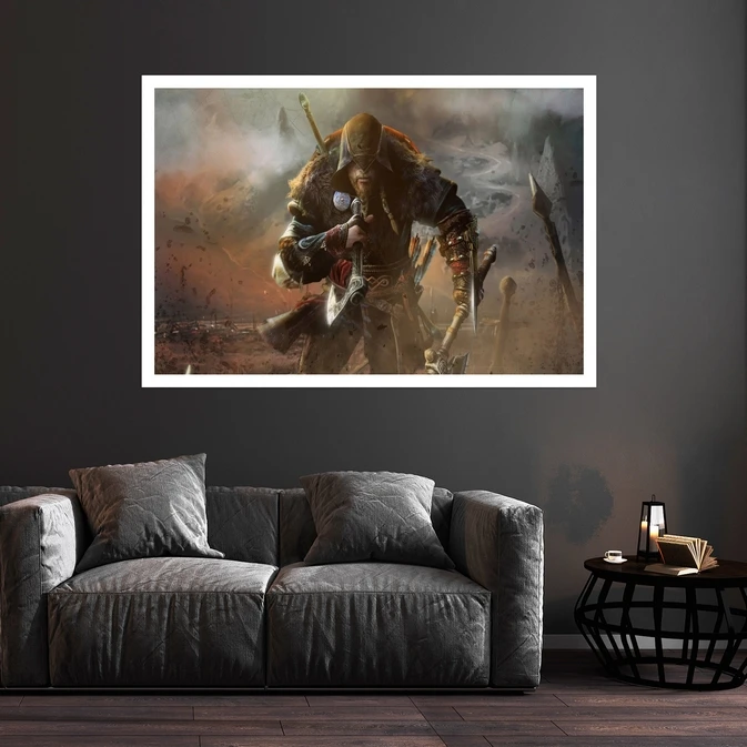 تابلو بکلیت طرح بازی Assassins Creed Valhalla مدل قاب شاسی W-s8774