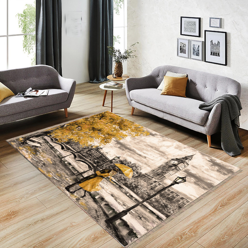 فرش پارچه ای مدل ترمزدار طرح پاییز