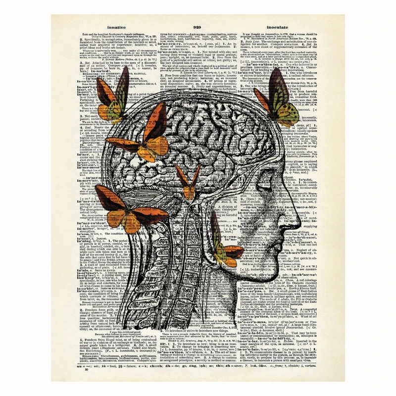 پوستر مدل پروانه‌ها و سر انسان 