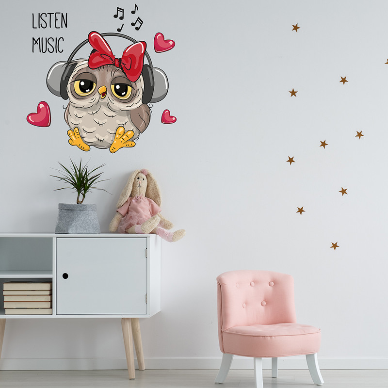 استیکر دیواری کودک مدل musician owl