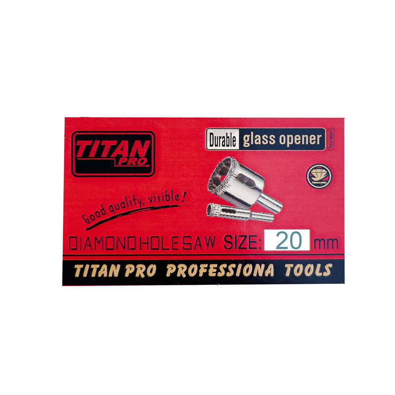 مته گردبر شیشه و سرامیک تیتان پرو مدل TP20 سایز 20 میلی متر مته گردبر شیشه و سرامیک تیتان پرو مدل TP20 سایز 20 میلی متر