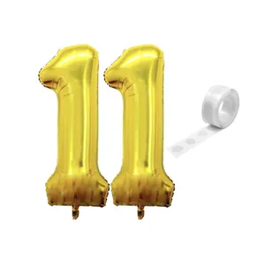بادکنک فویلی و چسب بادکنک پارتی لند تهران طرح عدد یازده کد eleven11 مجموعه 3 عددی