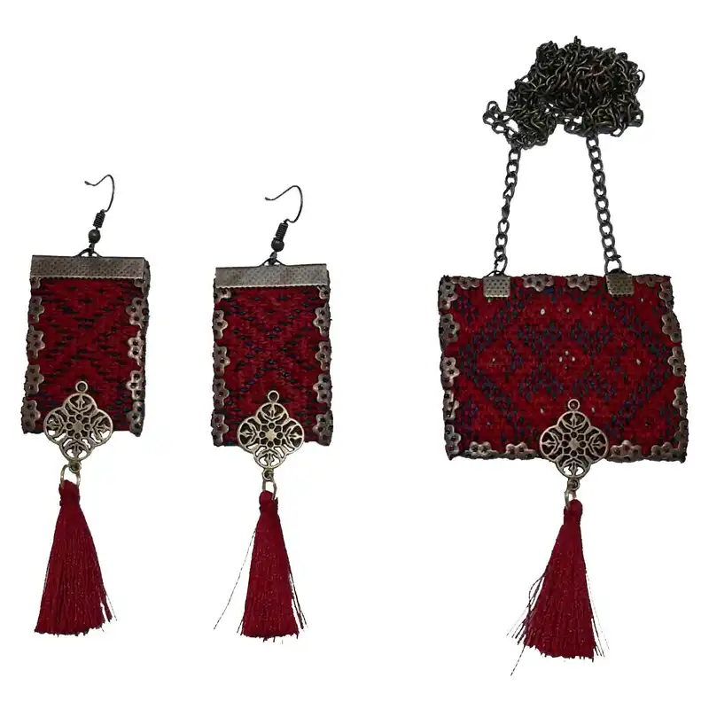 ست زیورآلات سوزن دوزی بلوچی کد E24 مجموعه 3 عددی