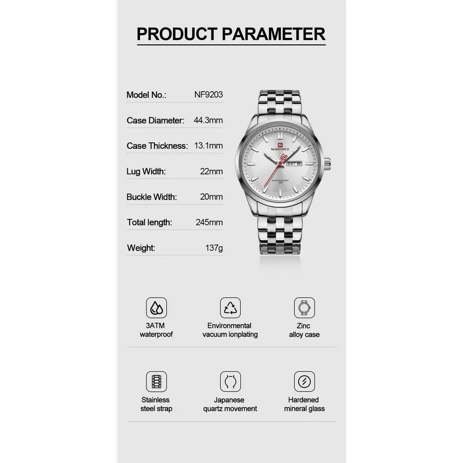 ساعت مچی عقربهای کوارتز مردانه نیوی فورس مدل NF9203 -  - 4
