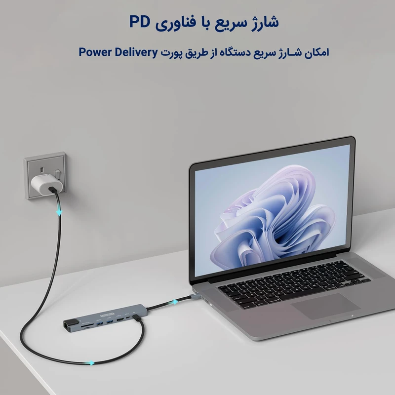 عکس شماره 4 : هاب 8 پورت usb-c به hdmi سیپولار مدل 8in1 sp-hu879