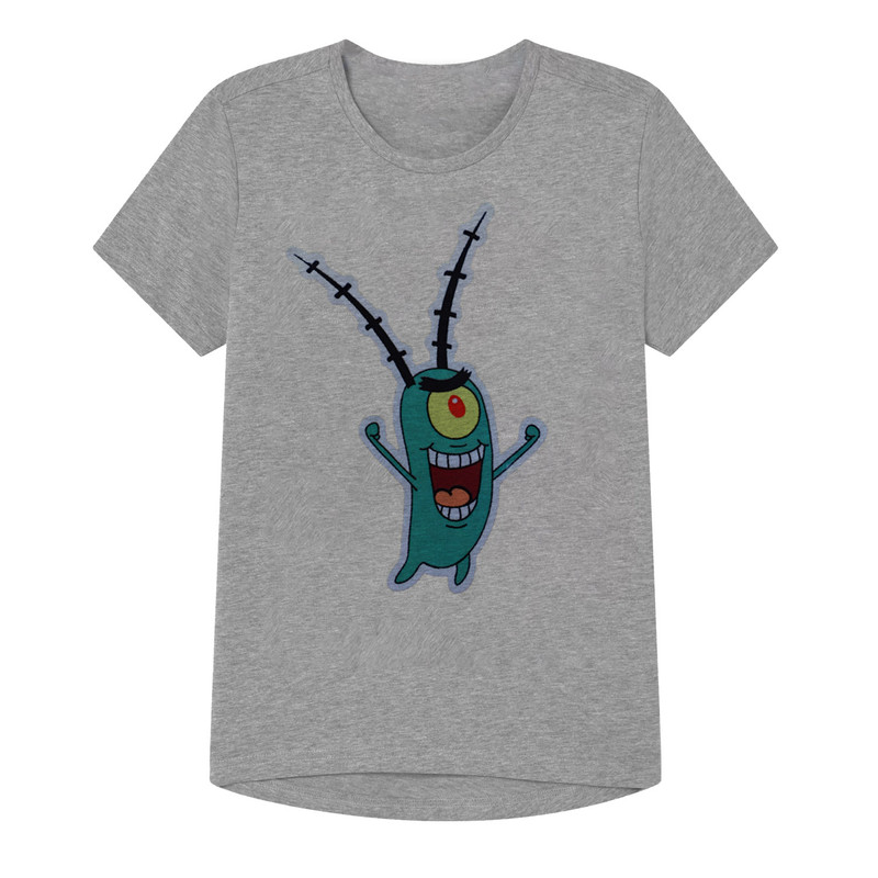 تی شرت آستین کوتاه پسرانه مدل plankton کد SH01 رنگ طوسی
