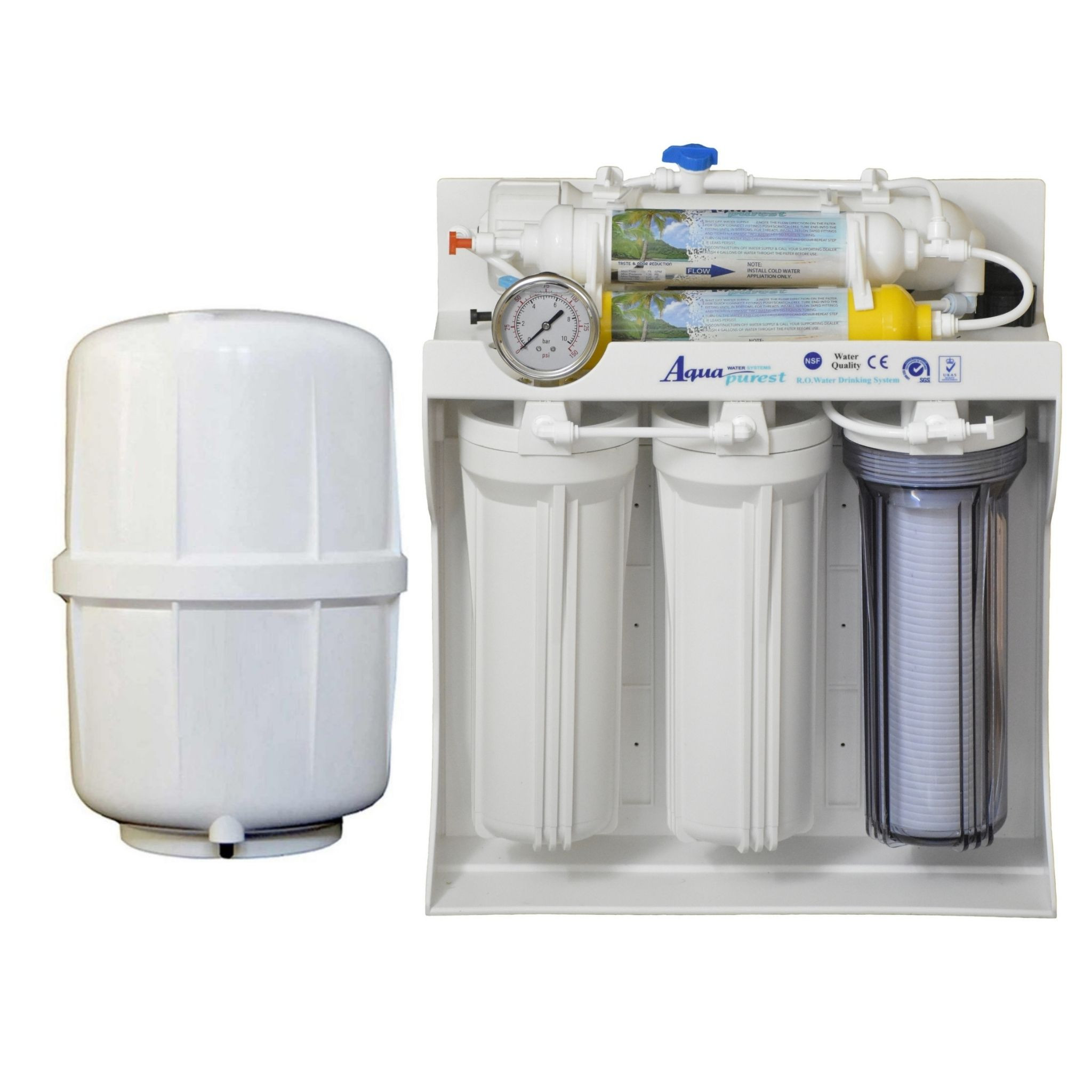 دستگاه تصفیه کننده آب آکوا پیورست مدل RO SYSTEM 606 به همراه فیلتر تصفیه آب مجموعه 5 عددی دستگاه تصفیه کننده آب آکوا پیورست مدل RO SYSTEM 606 به همراه فیلتر تصفیه آب مجموعه 5 عددی