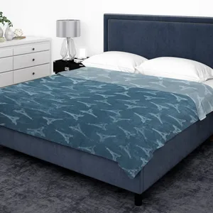 پتو مسافرتی شاران هوم مدل مخملی طرح برج ایفل پاریس  دو نفره سایز 220×230 سانتی متر