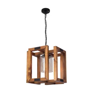 چراغ آویز ای دی ام وود مدل چوبی حبابی کد W-495