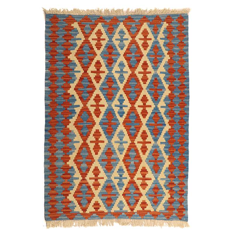 گلیم دستبافت یک و نیم متری طرح قشقایی کد 141009