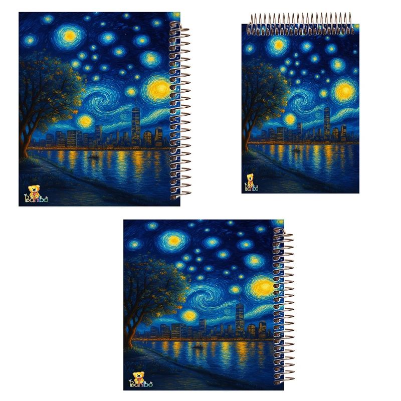 دفتر 100 برگ بانیبو مدل شب پرستاره ونگوگ کد 2721 مجموعه 3 عددی