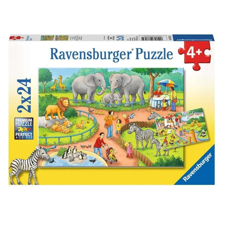 پازل 24 تکه راونزبرگر مدل A Day at the Zoo کد 07813 مجموعه 2 عددی مناسب برای 4 سال به بالا