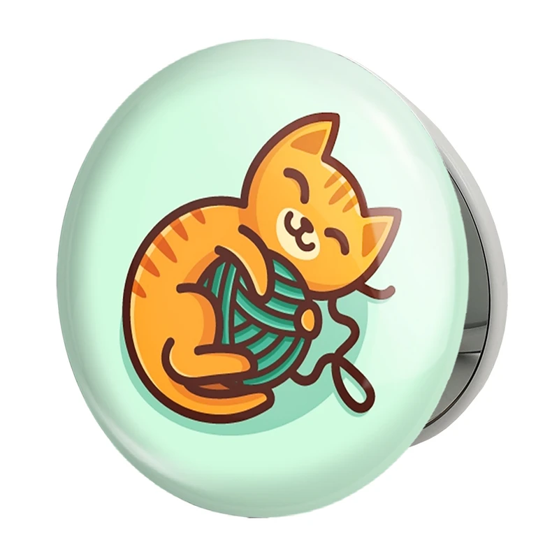 آینه جیبی خندالو طرح حیوانات بامزه گربه مدل تاشو کد 28358 