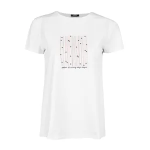 تی شرت آستین کوتاه زنانه جوتی جینز مدل یقه گرد کد 1551316 رنگ سفید