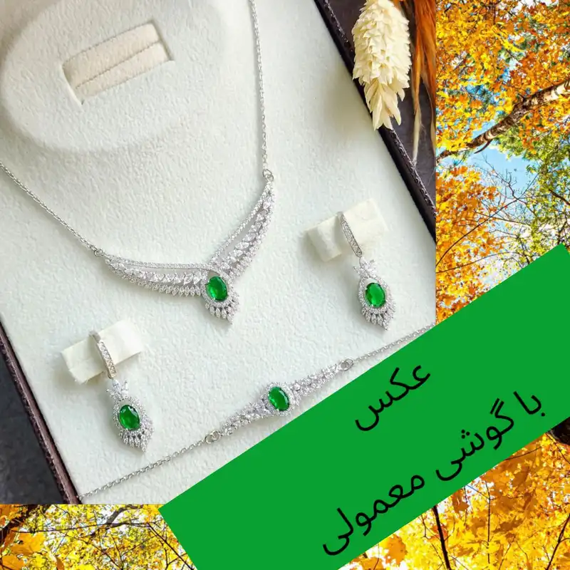 نیم ست نقره زنانه مدل بال فرشته زنجیری 0113