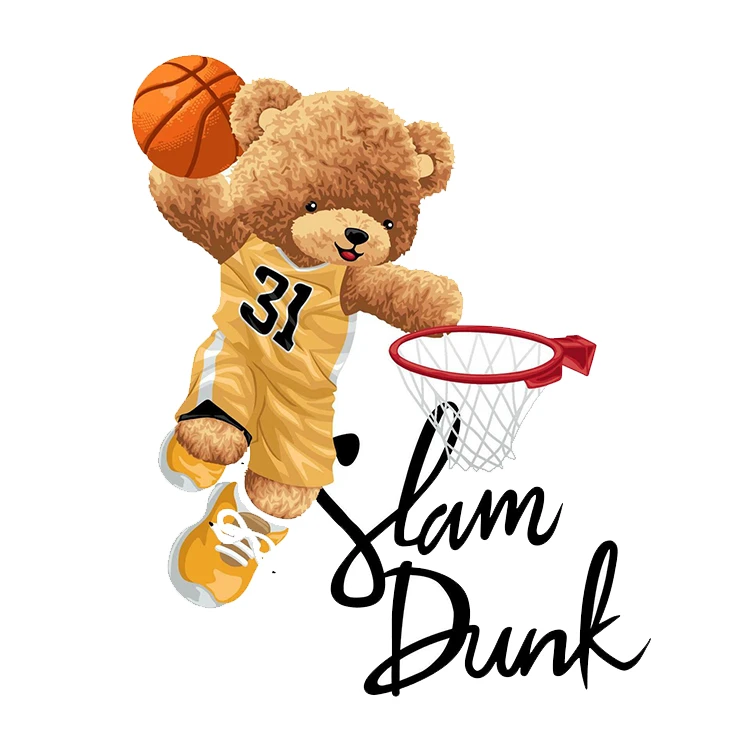 استیکر پارچه و لباس پاد آفرین مدل تدی بسکتبالیست کد 2339