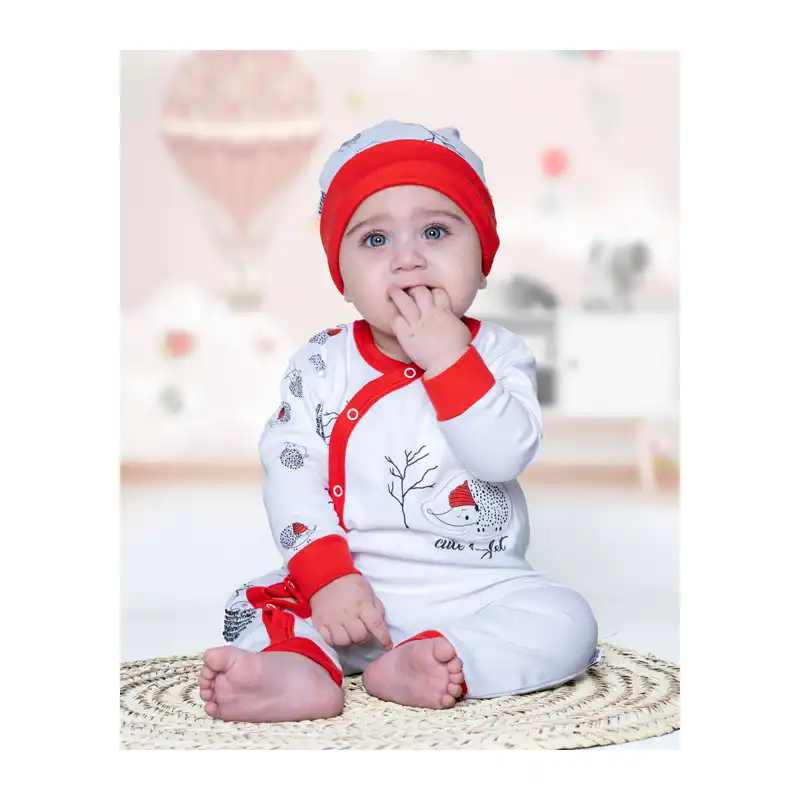 ست سرهمی و کلاه نوزادی آدمک مدل جوجه تیغی کد 130016