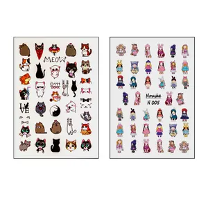 برچسب لنز ناخن مدل گربه و عروسکی کد D111-N005 مجموعه 2 عددی