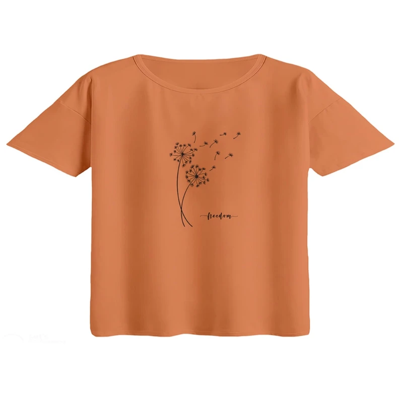 کراپ تی‌شرت آستین کوتاه زنانه مدل قاصدک کد1