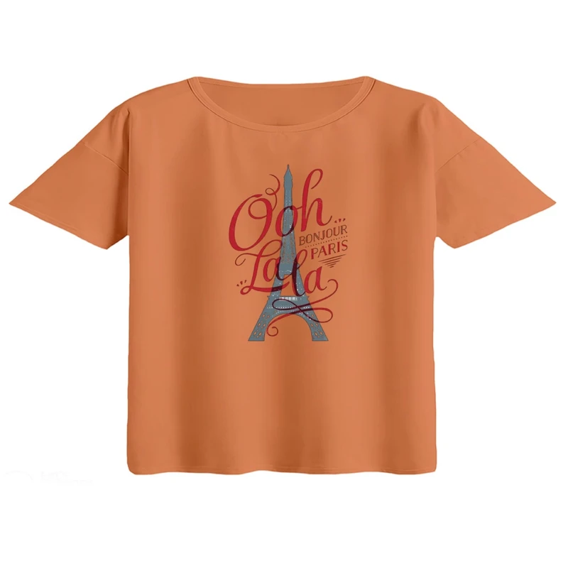 کراپ تی‌شرت آستین کوتاه زنانه مدل ایفل پاریس