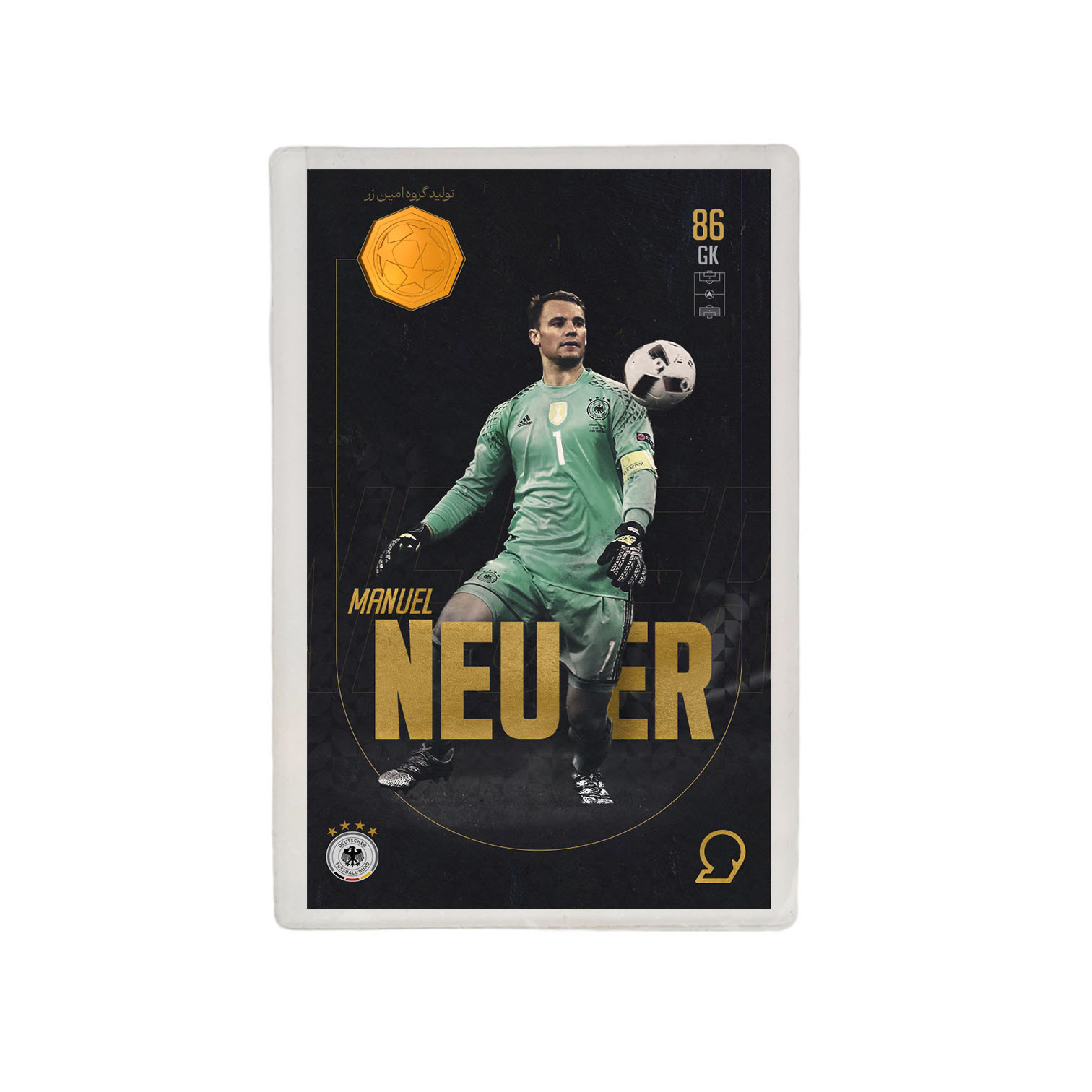 طلا گرمی 18 عیار مدوپد مدل Manuel Neuer طرح فوتبالی 2025 کد SO10078
