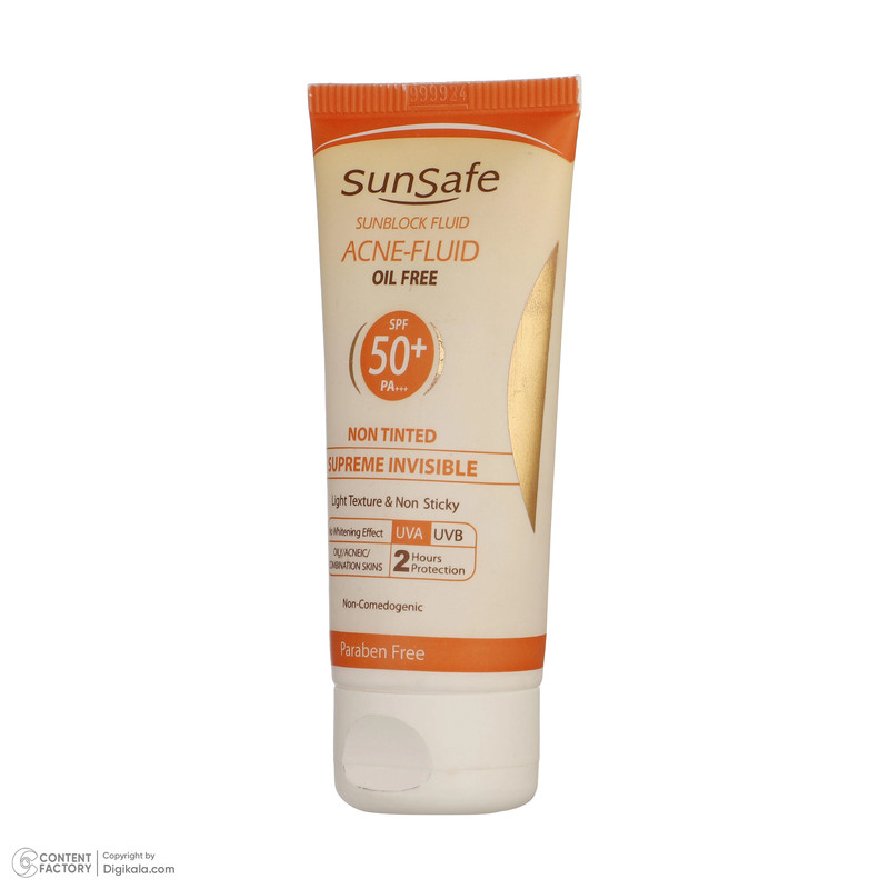 کرم ضد آفتاب بدون رنگ سان سیف مدل SPF50 محافظ UVA ،UVB و +++PA، ضد جوش و آکنه، ضد آب و حساسیت، مناسب پوست‌‌های آکنه‌ای و چرب حجم 50 میلی‌لیتر