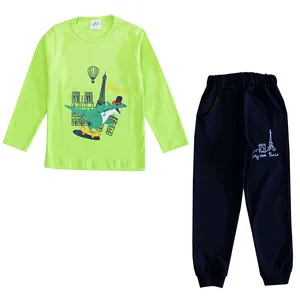 ست تی شرت و شلوار پسرانه مدل دایناسور رنگ سبز