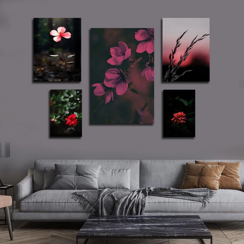 تابلو شاسی بکلیت طرح طبیعت و گل مدل SH-2658 مجموعه 5 عددی