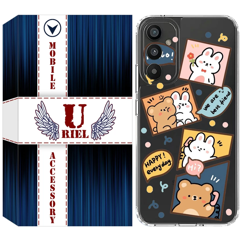 کاور یوریل مدل Clear کد 19 طرح خرگوش و خرس مناسب برای گوشی موبایل سامسونگ Galaxy A35 / A55