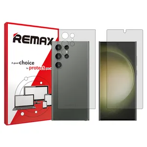 Remax HyGEL transparent display screen protector suitable for Samsung Galaxy S23 Ultra mobile phones along with the back of the phone