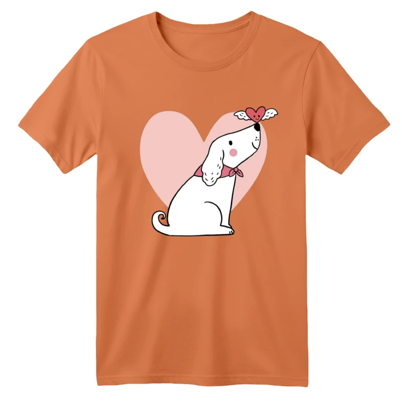 تی شرت آستین کوتاه بچگانه مدل سگ و قلب