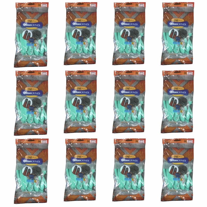 دستکش ایمنی دستکش گیلان مدل Latex.s2 مجموعه 12 عددی