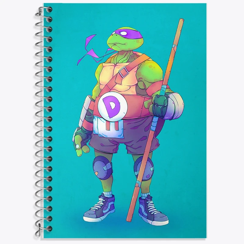 دفتر زبان 50 برگ خندالو مدل دو خط طرح لاکپشت های نینجا کد F218