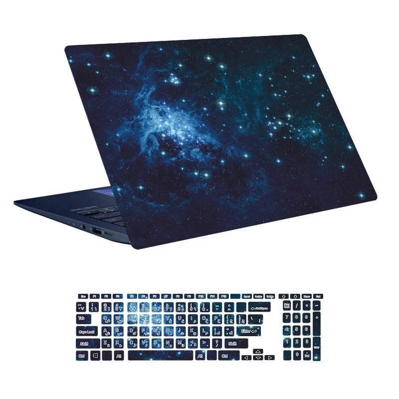 استیکر لپ تاپ توییجین و موییجین طرح Space کد 148 مناسب برای لپ تاپ 15.6 اینچ به همراه برچسب حروف فارسی کیبورد 