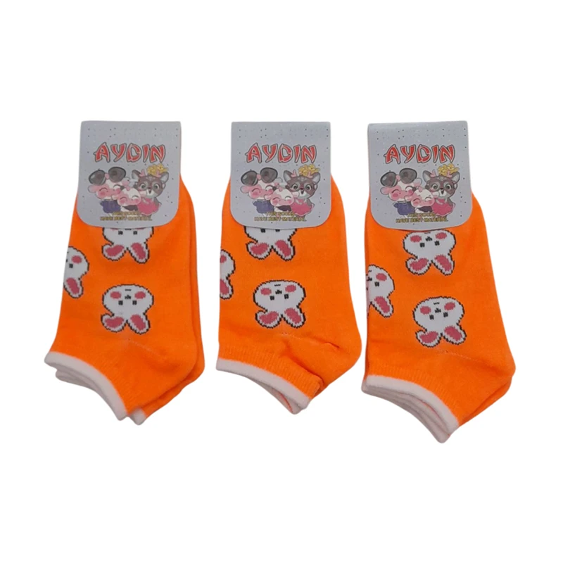 جوراب ساق کوتاه دخترانه مدل h76 بسته 3 عددی