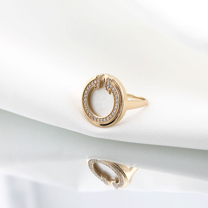 انگشتر طلا 18 عیار زنانه با طرح تیفانی الی گالری مدل دایره و صدف سایز 52