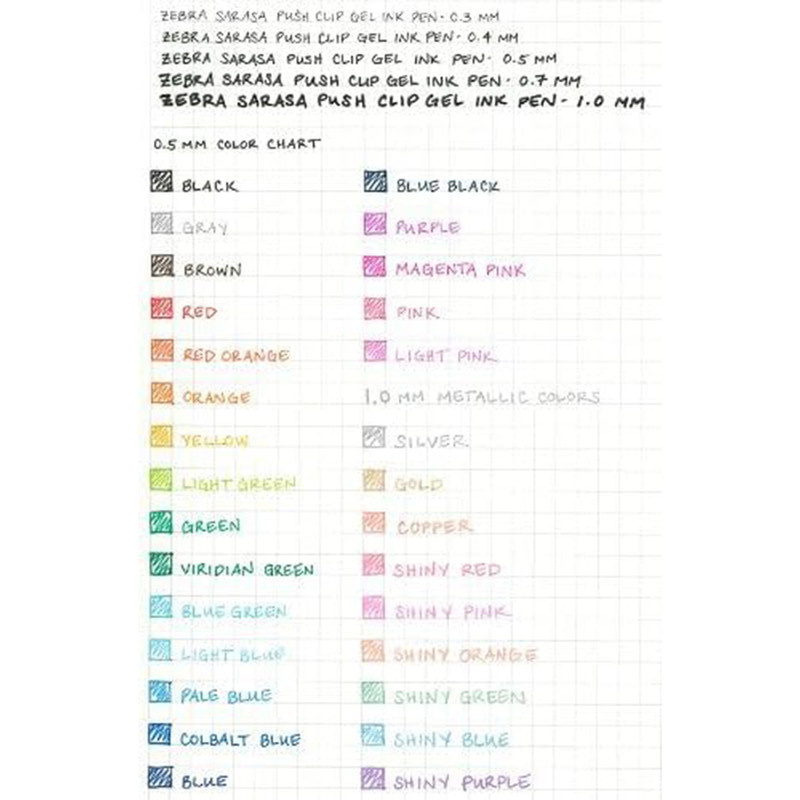 روان نویس 20 رنگ زبرا مدل SARASA CLIP با قطر نوشتاری 0.5 میلی متر