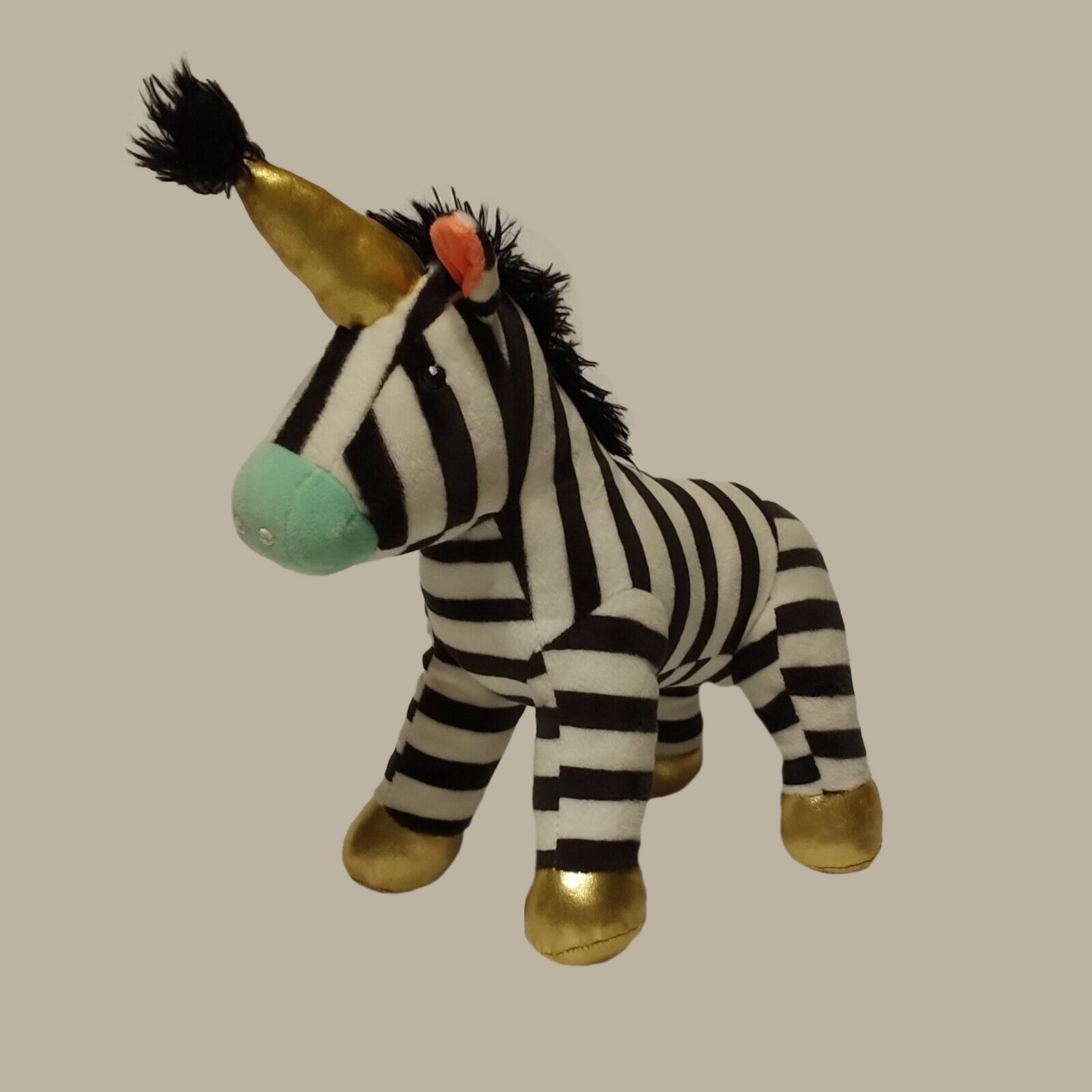 عروسک طرح گورخر مدل OH JOY Unicorn Zebra کد SZ13/1107 طول 32 سانتی‌متر