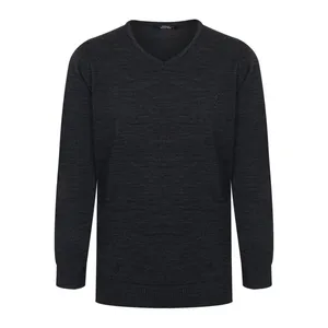 پلیور مردانه مدل یقه هفت ساده رنگ ذغالی