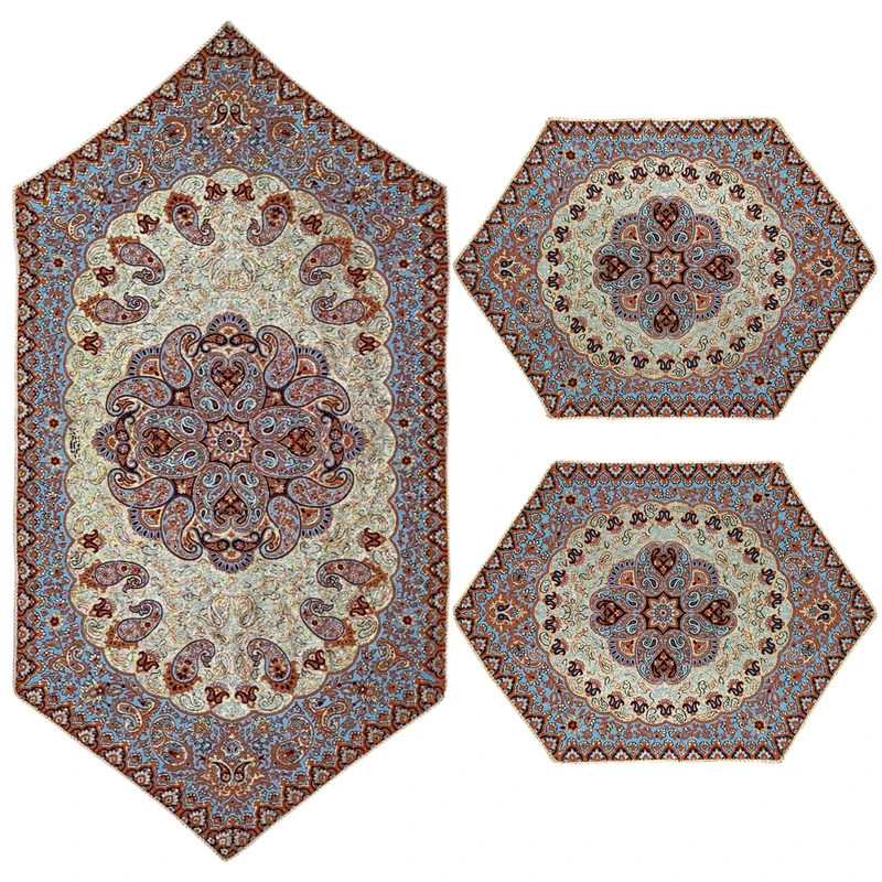 ست 3 تکه رومیزی ترمه مدل نسترن کد N05