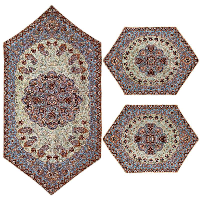 ست 3 تکه رومیزی ترمه مدل نسترن کد N05