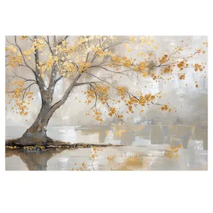 فرش پارچه‌ای مدل فرشینه طرح برکه درخت پاییزی کد AR3059708