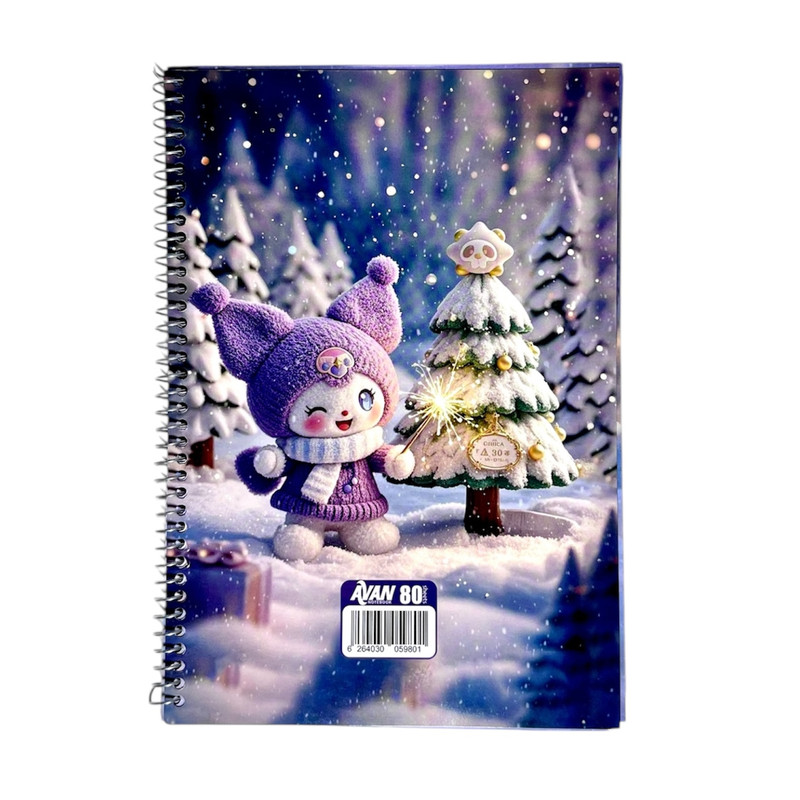 دفتر مشق 80 برگ آوان مدل حاشیه دار طرح کرومی زمستان کد LF1